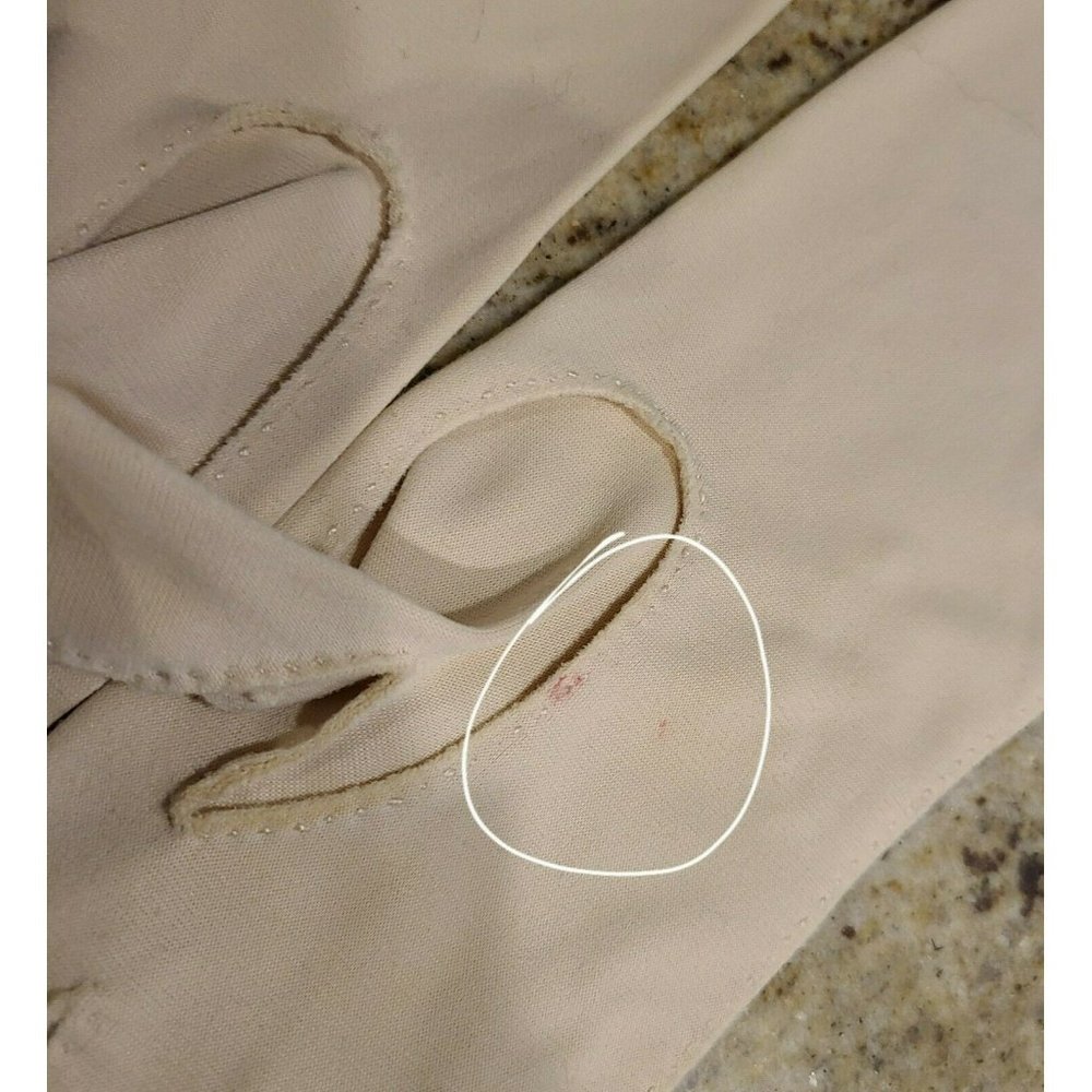 Vtg Nylon Stretch 11.5" Formal Beige Gloves. Women's Sz 6 Medium Embroidered - Picture 9 of 12